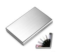 Stainless Steel Credit Card Holder with 6 Slots, Snap-On for RFID Blocking Wallet for Men and Women, Slim Metal ID and Business Card Case Organizer, Black(Silver（1）)