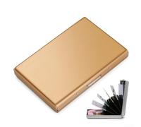 Stainless Steel Credit Card Holder with 6 Slots, Snap-On for RFID Blocking Wallet for Men and Women, Slim Metal ID and Business Card Case Organizer, Black(Gold)