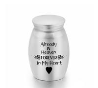 Stainless Steel Cremation Keepsake Urn 16×25mm Ashes Jar Angel Wings Heart