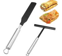 Stainless Steel Crepes Spatula Spreader, Spatula and Spreader for Crepes, Pancakes and Spatulas Kit, Professional Crepes Spatula Spatula, Spreader Spatula, for Galettes and Pancakes