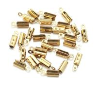 Stainless Steel Crimp End Beads Caps Leather Cord Clip Tip Fold Crimp Bead Bracelet Connectors for Jewelry Making-Gold Round 2mm 10pcs