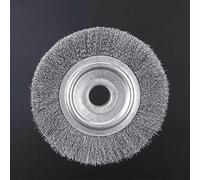 Stainless Steel Crimped Wire Wheel Brush for Bench Grinder Rust Removal Deburring and Finishing Suitable for Industrial and High Volume For Cleaning Tasks (250mm)