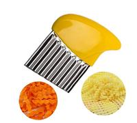 Stainless Steel Crinkle Cutter Potato Chips Cutter Vegetable Wavy Cutter Random Color 1pc