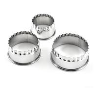 Stainless Steel Crinkle Cutter Set for Baking - 3 Piece Scone, Pastry & Dumpling Wrapper Cutting Tools with Plain Edge