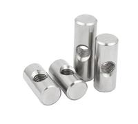 Stainless Steel Cross Hole Barrel Nut， 10 Pcs 304 Stainless Steel Cross Hole Barrel Dowel Nuts For Wood Furniture, M4-M6 Sizes(M5x10 OD(8mm))