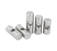 Stainless Steel Cross Hole Barrel Nut， 304SS M4-M8 Barrel Bolts Cylindrical Pin Dowel Cross Hole Hammer Nut For Wood Furniture Pk(M5x18 OD8mm (5pcs))