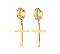 Stainless Steel Cross Huggie Hoop Earrings for Men Women Hypoallergenic Cool Punk Personality Round Circle Cross Tassel Gold Silver Black Plated Dangled Hinged Earrings for Unisex Minimalist Fashion