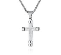 Stainless Steel Cross Pendant Simplistic Trendy Men European American present Accessory Necklace