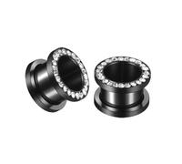 Stainless Steel Crystal Ear Tunnel Flesh Expander Earring for Men Women Modern European American Body Jewelry for Party Festival Halloween Multicolor (black,14mm)