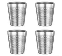 Stainless Steel Cup 4 Pack 175ml Double Wall Insulated Camping Mug Stackable for Hot and Cold Drinks Outdoor Tableware for Travel Picnic Hiking(silver)