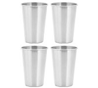 Stainless Steel Cup Metal Pint Glasses Drinking Stacking Mugs Beer Pint Tankard Beer Stein Tumbler Stackable Reusable for Indoor Kids 500ml 4pcs Silver