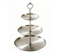 Stainless Steel Cupcake Stand 3 Tier Dessert Display Stand for Afternoon Tea - Silver Cake Tower Holder Birthday Party Platter 31x31cm(17+23+30cm gold)