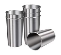 Stainless Steel Cups, Metal Drinking Tumblers, Reusable Tea Glasses, Stackable Unbreakable Design, Multi-Purpose Beverage Holder, Home Restaurant Use, 600ml, 6 Pieces