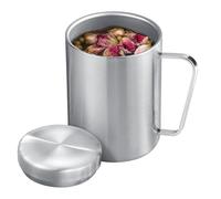 Stainless Steel Cups & Mugs,Metal Mugs 500ml 400ml 300ml 200ml - Insulated Coffee & Tea Cup with Lid and Handle for Camping and Everyday Use Double wall vacuum leakproof (silver-1, 500ml)
