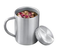 Stainless Steel Cups & Mugs,Metal Mugs 500ml 400ml 300ml 200ml - Insulated Coffee & Tea Cup with Lid and Handle for Camping and Everyday Use Double wall vacuum leakproof (silver-1, 400ml)