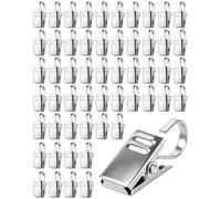 Stainless Steel Curtain Clips with Hooks, Mini Metal Hanging Clips | 100Pcs Silver S-Hooks, Heavy Duty Rustproof Curtain Hanger for Outdoor String Lights, Shower Curtains, Photos & Craft Display