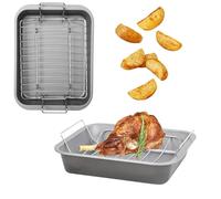 Stainless Steel Curved 36cm Non-Stick Deep Roasting Tin & Rack