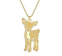 Stainless Steel Cute Sika Deer Creative Personalized Animal Jewelry Pendant Necklace