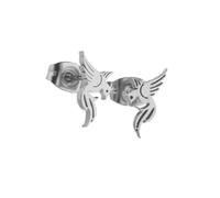 Stainless Steel Cute Small Phoenix Bird Stud Earrings, M, Stainless Steel, No Gemstone