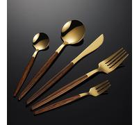 Stainless Steel Cutlery Set for 6, Mirror Polished Flatware(Gold,Service for 8(40pcs))