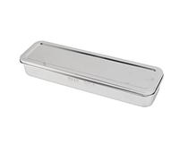 Stainless Steel Cutlery Tray Holder Kitchen Storage Box with Lid Drainer (Silver)