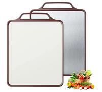 stainless steel Cutting Board - 2-in-1 Large 304 stainless steel/Wheat Straw PP Double Sided Kitchen Cutting Board, Cutting Pads for Meat, Vegetables and Fruits