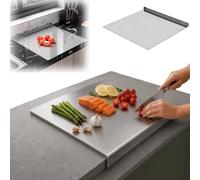Stainless Steel Cutting Board with Lip, Non Slip L Shaped Countertop Chopping Board, Dishwasher Safe for Meat Vegetables Baking Food Prep (30cm x 40cm)