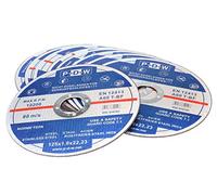 Stainless-Steel Cutting Discs (Pack of 10) - 125 x 1.0 x 22.23 mm - For Angle Grinder / Flex EN12413 A60 T-BF