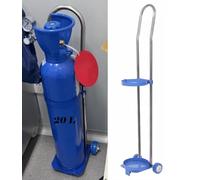 Stainless Steel Cylinder Cart, Portable Trolley with Fixed Ring & Swivel Casters for Easy Transport in Home or School