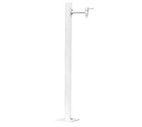 Stainless Steel Cylindrical Vertical Garden Water Column, Floor Mounted Anti-Freeze White Hydrant Faucet Post, Extended Outdoor Faucet for Irrigation (95Cm/37In)