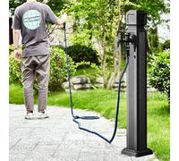 Stainless Steel Cylindrical Vertical Garden Water Column Freestanding Hose Stand with 15M High Pressure Water Pipe, Water Hydrant Decorative Water Feature Fountain,44in