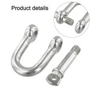 Stainless Steel D-Shaped Rigging Shackle for Lifting, Towing & Marine Use - 5mm to 10mm Pin Diameter, WLL 375-1225 kg, Grade 80 Alloy St(M10 (D Type))