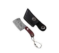 Stainless Steel Damascus Pattern Mini Small Kitchen Meaning Wealth Demolition Express Bag Cutting Fruit Hanging Ornament Keychain Robot Keychain (C, One Size)