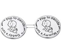 Stainless Steel Decision Coin Gift for New Mum and Dad, Engraved flip Coin | engraved flip coin, funny baby shower present, newborn keepsake, parenting decision maker