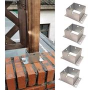 Stainless Steel Decking Post Base Bracket for Concrete, Pergola Stand, Mailbox Post Anchor - 4 Pack