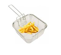 Stainless Steel Deep Fat Fryer Basket Strainer Tool with Handle Wire Mesh Chip Pan Oil Drainer (19 X 19cm)