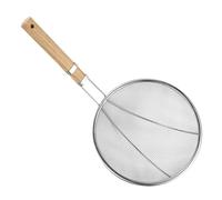 Stainless Steel Deep Fryer Scoop - Fine Mesh Pripper with Wooden Handle, Professional Kitchen Skimmer Spoon for Cooking, | Elect Grease, Sauce, Mousse