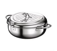 Stainless steel deep fryer with thermometer and lid suitable for making chicken(24cm3.2L)