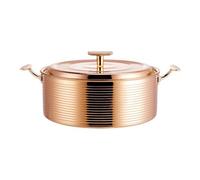 Stainless Steel Deep Hot Pot with Golden Handles - Commercial & Home Use Large Capacity Soup Pot, Triple-Layer Induction Compatible Pot for Mongolian Hot Pot,B,32cm