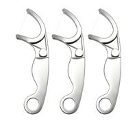 Stainless Steel Dental Floss Pick, 1/2/3/5Pcs Reusable Metal Floss Pick Set with Curved Hook, Portable Teeth Cleaning Tool with Hanging Hole for Travel, Work and Daily Oral Care Silver 3pcs