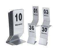 Stainless Steel Desktop Restaurant Number Signs, Double Sided Table Numbers 1-25 1-50Table Top Reserved Sign(45682)
