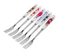 Stainless Steel Dessert Forks Small Forks 6pcs with Ceramic Handle | Easy to Clean, Sl legant Style for Fruit, Multi-function, Portable, Cake and Pastry Serving