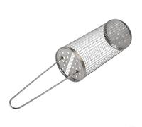 Stainless steel detachable rolling grill cage designed for outdoor grilling, portable and compatible with electric, gas, and charcoal grills for vegetables and fish