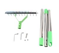 Stainless Steel Dethatcher Lawn Rake for Clearing Dead Grass Curved Tines Ergonomic Handle for Thatching Reseeding