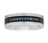 Stainless Steel Diamond 7mm Faux Chanel Black Set Band with Multiple RingSize, metal, blue-diamond