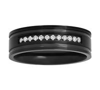 Stainless Steel Diamond 7mm Faux Chanel Black Set Band with Multiple RingSize, metal, no gemstone