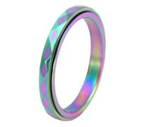 Stainless Steel Diamond-Cut Rotating Ring for Women 18K Gold Plated Slim Band Minimalist Unique Design Jewelry Gift
