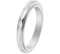 Stainless Steel Diamond-Cut Rotating Ring for Women 18K Gold Plated Slim Band Minimalist Unique Design Jewelry Gift