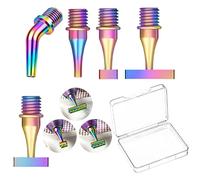 Stainless Steel Diamond Painting Pen Tips Kit, Thin Version, Multiplacer Drill Placement, Screw Threaded Drill Bead Dot Pen Tips Head, Metal Tip Nibs Placers Tool for Adult (Colorful 1/2/4/6 Beads)