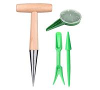 Stainless Steel Dibber for Planting Bulbs, Garden Dibber Tool with Wooden Handle, Bulb Planter Tool for Seedlings, Flowers & Vegetable Beds